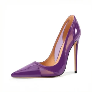 Luxury Designer Spring New Arrivals Patchwork Mesh Sheer Rubber Outsole Microfiber Upper High Heels Womens Pumps