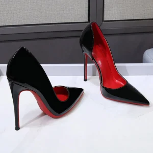Luxury Designer Thin Bridal Black Red Bottom Stiletto Slip On Shoes High Heel Pumps Sandals for Weomen and Ladies