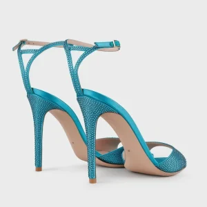Luxury Designer Trade New Style Sexy Fish Mouth Rhinestone Satin Thin Stiletto Heel Super High Heel Large Size