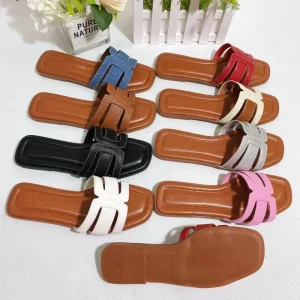 Luxury Designer Women Slippers Flat Casual Ladies Sandals High Quality Leather Luxury Women’s Slippers