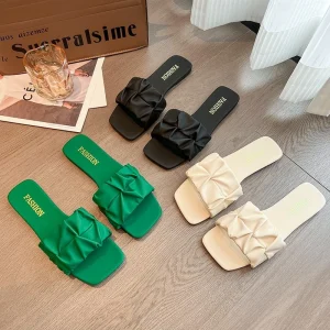 Luxury Designer Women Slippers Flat Casual Ladies Sandals High Quality PVC Leather Luxury Women’s Slippers