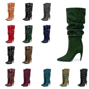 Luxury Fashion OEM&ODM Custom Large Size Women’s High Heel Boots Knee High Pointed Toe Leather Boots Women Shoes