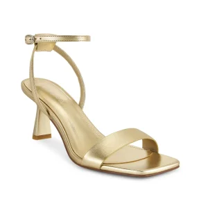 Luxury Gold Party Sandals Shoes Women Square Toe Sandals Thin Heel Ankle Strap Ladies Sandals for