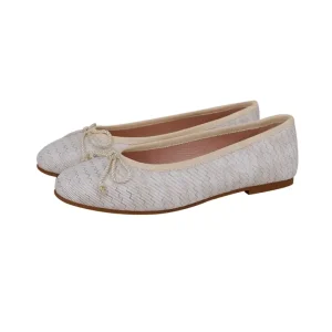 Luxury Gold Ripple Leather Women’s Round Toe Ballet Flats Comfortable Bow Dressy Flats Shoes for Women Girl