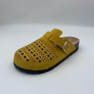 Luxury Perforated Suede Clogs Durable PVC Sole Cold Glue Process Women’s Cork Mules