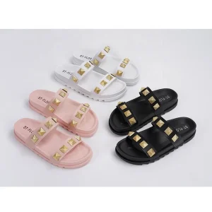 Luxury Rivet Sandals Women Non-Slip Outdoor Slides Slippers Big Size Open Toe Sandals