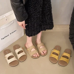 Luxury Women’s Cork Slide Sandal Summer Outdoor Cork Sandals slippers Women Summer