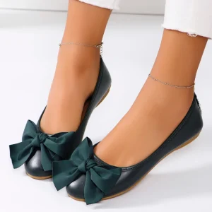 MYway in Stock Large Size Women Flat Shoes Round Toe Women’s Spring Bow Party Wedding Bridesmaid Flat Shoes Ladies