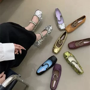 Manufacturer Custom Girls Ballet Shoes Square Toe Casual Mary Jane Low Heel Women’s Shoes Flat Shoes