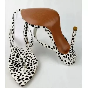 Manufacturer Custom Luxury Lady Summer Thin Heel Pointed Toe Roman Slide Shoes Leopard Stiletto Women’s High Heel Sandals