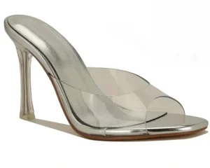 Manufacturer Custom PVC Mules Clear Strap Metal Heel Edgy Women’s Footwear