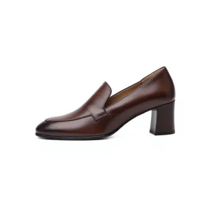 Manufacturer Custom Women’s Shoes High Quality Real Leather Heel Loafers Pumps Light Weight for Summer Autumn Factory