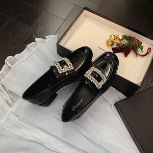 Manufacturer Custom Women’s Trendy Dress Shoes Pointed-toe High Heels Chunky Heels Comfort Anti-Slip Leather Slip-On Pumps