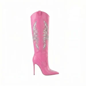 Manufacturer Custom Women’s Vintage Embroidered Rhinestone Pointed Toe Stiletto Heel Western Cowboy Boots Plus Size Fall Winter