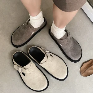 Manufacturer Customized Unisex Clog Shoes Suede Leather Soft Sole Thick Bottom Women Men Mule Clogs for Summer All Season