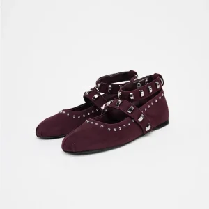 Manufacturer High Quality Custom Ladies Retro Studded Ballet Shoes Round Toe Casual Mary Jane Straps Women’s Flat Shoes