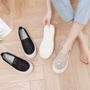 Manufacturer OEM ODM Design Woman Lace Shoes Slip on Breathable Elegant Women’s Casual Daily Wear