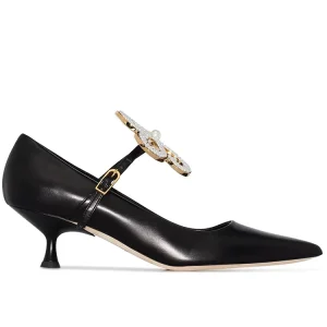 Mary Jane Low Heel Round Toe Shoes Flower Design Women’s Dress Shoes Lady Office Pump Kitten Heels