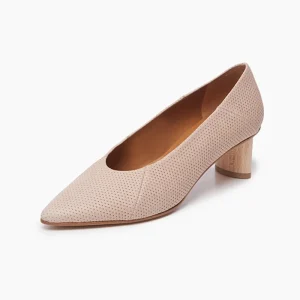 Mass Custom OEM Pointed Toe Shoes Breathable Punch Women’s Shoes Pointed Thick High heel Work Shoes