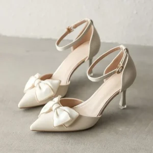Medium Heel Heels Women’s Shoes Trend Pointed Toe Butterfly Stilettos Elegant Dress Weddings Bridal Party White Designer