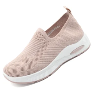 Medium Heels Solid Color Casual Women’s Shoes Flying Knit Simulated Air Cushion Girls Sneakers