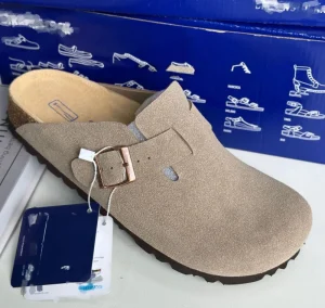 Men Genuine Leather Comfort Cork Foot-bed Sandals Slip-on Summer Shoes Arrival Genuine Leather