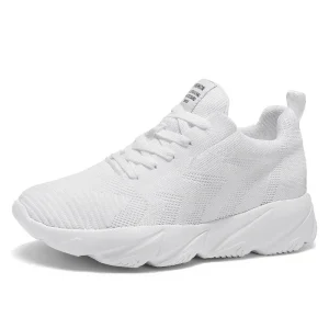 Men Women’s Outdoor Casual Running Shoes Mesh Upper Non Slip Breathable Lightweight Lace Up Sneakers White Walking Sneakers