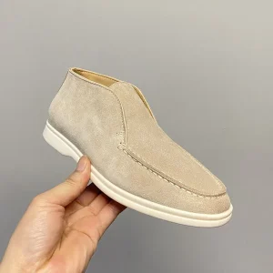 Men’s Casual Chelsea Boots and Women’s Retro Flat Bottom Loafers with High Bangs Foreign Trade