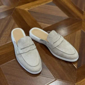 Mens Suede Leather Mule Loafers Imported Sheepskin Slip On Flat Backless Penny Shoes Closed Toe Casual Comfort Slides
