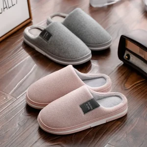 Men’s Women’s Autumn Winter Cotton Slippers Couple Anti-slip Indoor Warm Plush Lightweight Durable Home Use