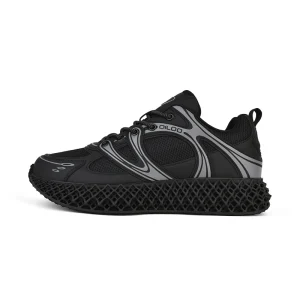 Men’s & Women’s Breathable Mesh Flying Woven Sneakers Durable Black Walking Shoes with TPU Insole Recyclable Custom Logo