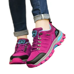 Men’s Women’s Comfortable Waterproof Velvet Upper Steel Toe Hiking Shoes Anti Slippery Off Road Safety Large Size
