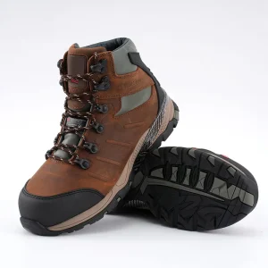 Men’s & Women’s Lightweight Steel Toe Work Boots Waterproof Leather Air Cushion & Slip Resistant Safety Shoes