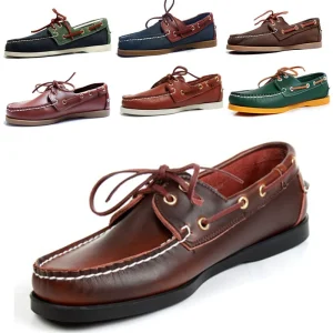 Men’s & Women’s Retro Boat Shoes Lace up Sailing Loafers Genuine Leather Breathable Spring Shoes