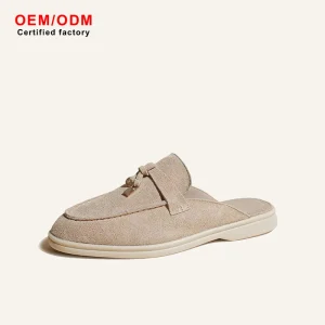 Men’s Women’s Retro Comfort Soft Genuine Leather Cattle Suede Upper Microfiber Midsole Anti Slip Rubber Outsole Half Slippers