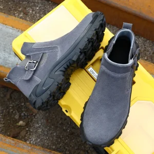 Men’s Women’s Steel Toe Safety Shoes Suede Work Boots Puncture Resistant Safety Boots Waterproof Industrial Protective Shoes