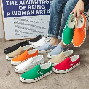 Men’s and Women’s Breathable Canvas Work Shoes Round Toe Loafers and Running Shoes for Summer Light Feature Couple Style
