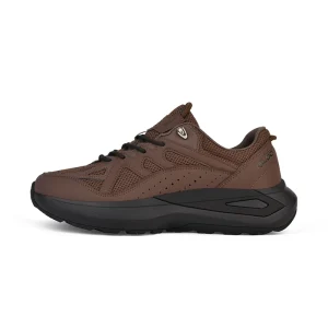 Men’s and Women’s Breathable Mesh Flying Woven Sneakers Brown Running Walking Shoes with TPU Insole Recyclable Custom Logo