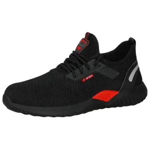 Men’s and Women’s Fashion Safety Shoes Anti Slip Puncture Proof Steel Toe for Sports Black Four Seasons Foot Protection
