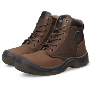 Men’s and Women’s Mid top Insulated Anti smashing and Anti stabbing Safety Shoes Crazy Horse Leather Wear resistant Work Boots