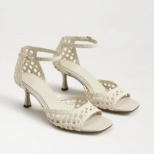 Mesh Breathable Shoes Elegant Women’s Wedding Shoes Ace-Up Square Toe Open Toe Ankle Strap Heeled Sandals