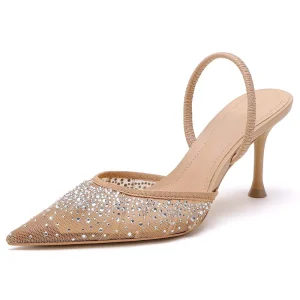 Mesh Fashion Chic Slingle Muller Single Shoe Summer Cutout Sandal Rhinos Two Wear Fine Heels Elegant pointy Toe Women’s Heels