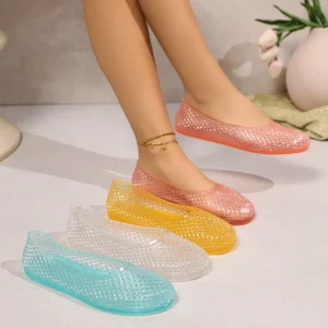 Mesh Slip-on Shoes Korean-style Transparent Casual Women’s Shoes Hollow-out Plastic Sandals Slides