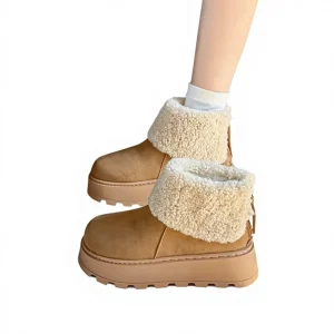 Mid-Calf Thick-Soled Snow Boots Women’s Breathable Non-Slip Short Stature Height-Enhancing New All-Match Korean-Style