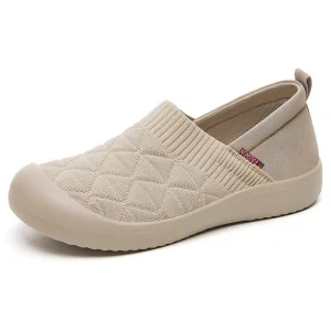 Minimalist Beige Knitted Casual Shoes for Women Fashionable and Comfortable Women’s Casual Shoes