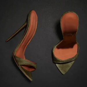 Minimalistic Style Kid Suede Toe Strap Spike Lady Mules Shoe Women Sandals High Heels
