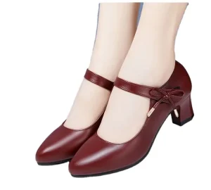 Modern Fashion Women’s Shoes with Soft Rubber Sole One Button Design Comfortable Small Leather Work Shoes for Summer