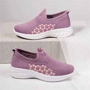 NEW Ladies Womens Casual Slip on Loafers Breathable Knit Walking Shoes Lightweight Sneakers Shoes for Women