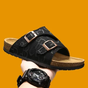 New Anti-slip Men’s Stretch Fabric Slippers Couple Mule Shoes Women’s Open Toe Sandals Beach Shoes