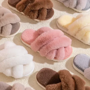 New Arrival Customize Open Toes Warm Open Toes Plush slippers for Women’s Men Winter Indoor Home Anti slip Soft